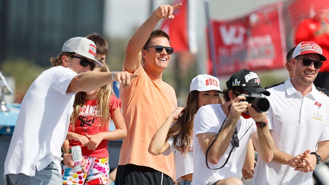 Tampa Bay Buccaneers celebrate their Super Bowl LV win on the water